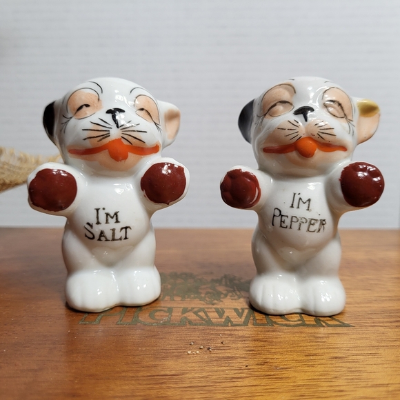 Vintage Ceramic Bonzo Dog I'm Salt I'm Pepper Shakers - Picture 3 of 14